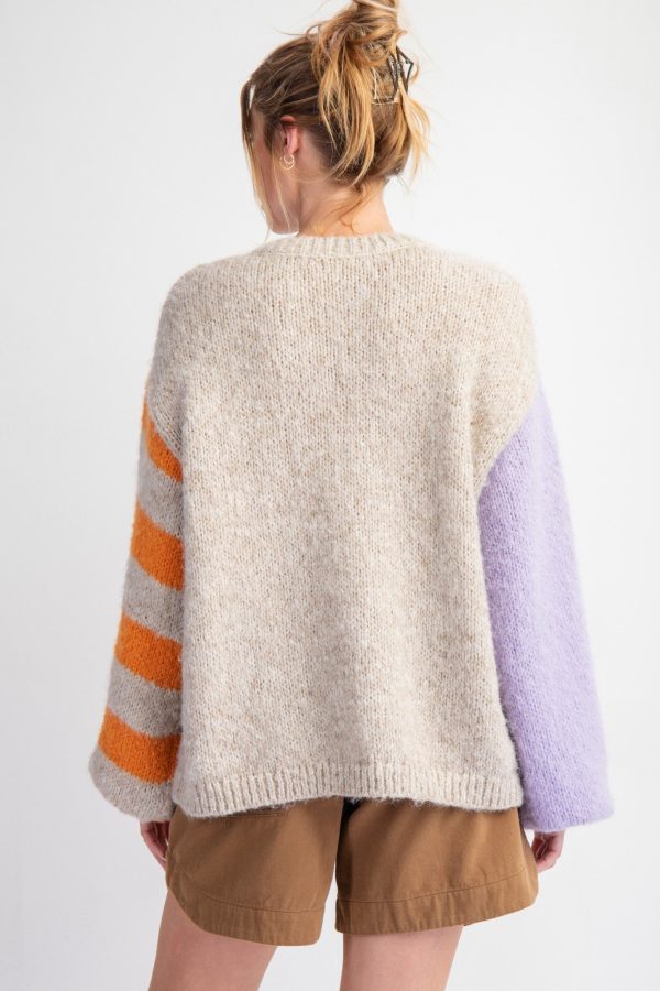 Purple Colorblock Long Sleeve Sweater | Boutique Elise | Jenny - Image 2