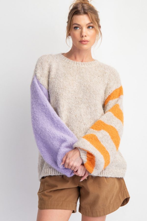 Purple Colorblock Long Sleeve Sweater | Boutique Elise | Jenny