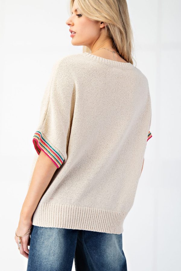 Oatmeal with Yellow Floral Embroidery Top | Boutique Elise | Ellen - Image 2
