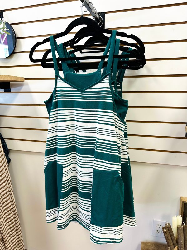 Forest Green Stripe Athleisure Dress | Delilah