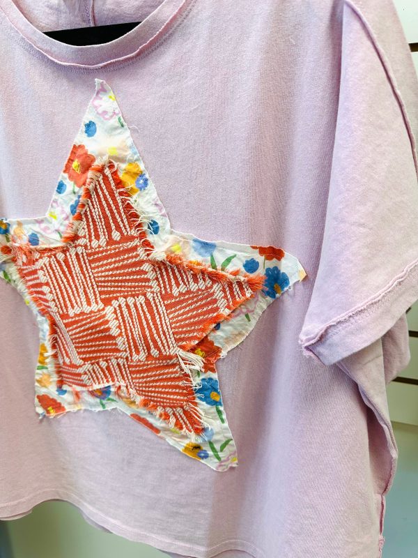 Pink Star Printed Short Sleeve Top | Tia - Image 2