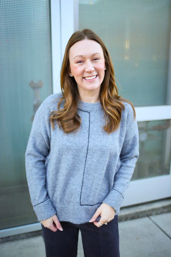 Grey and Black Stripe Sweater | Boutique Elise | Tilly