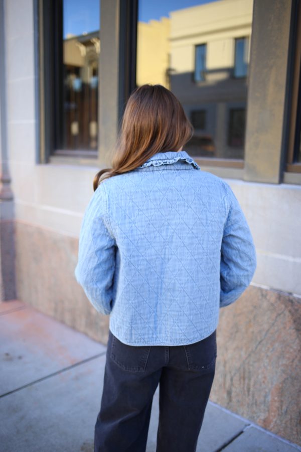 Denim Quilted Tie Front Jacket | Boutique Elise | Harper - Image 2