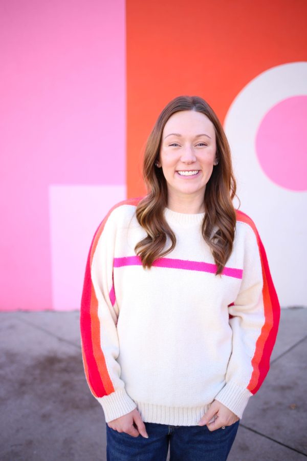 Ivory and Pink Stripe Pullover Sweater | Boutique Elise | Portia - Image 2