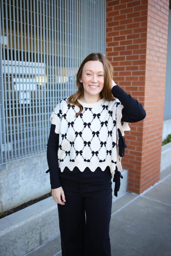Ivory and Black Bow Vest | Boutique Elise | Felicia