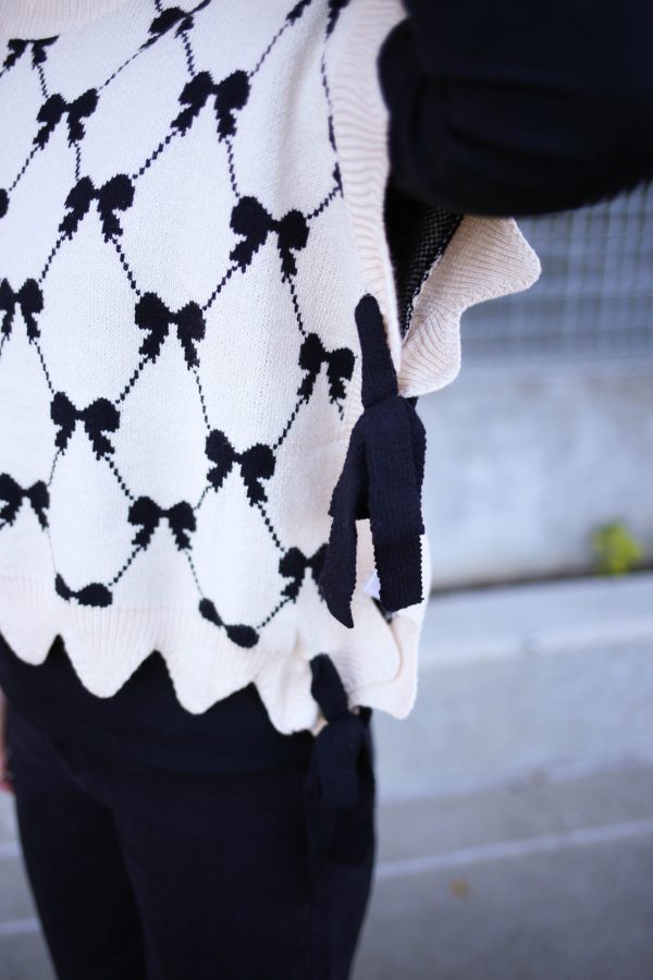 Ivory and Black Bow Vest | Boutique Elise | Felicia - Image 2