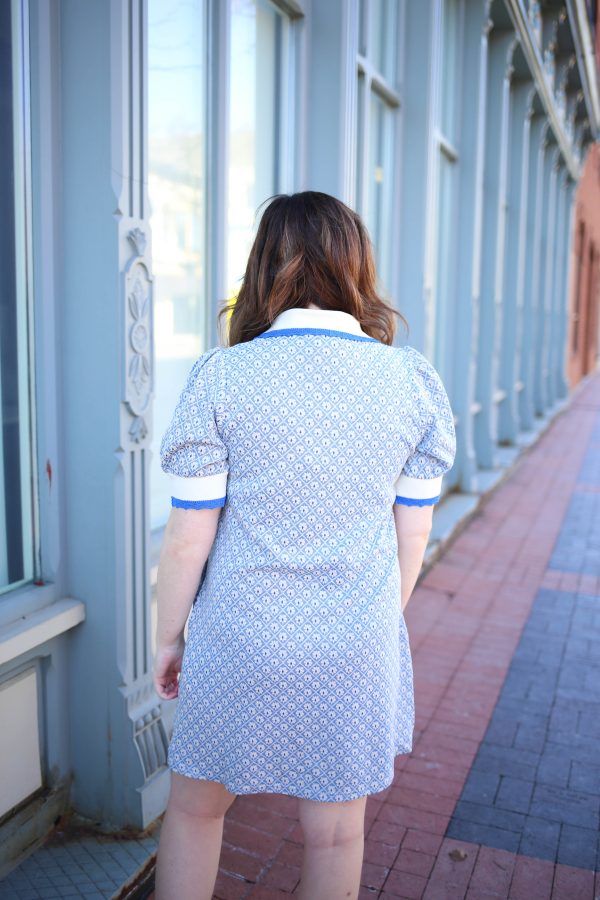 Vintage Inspired Blue Lace Hem Mini Dress | Boutique Elise | Vivian - Image 3