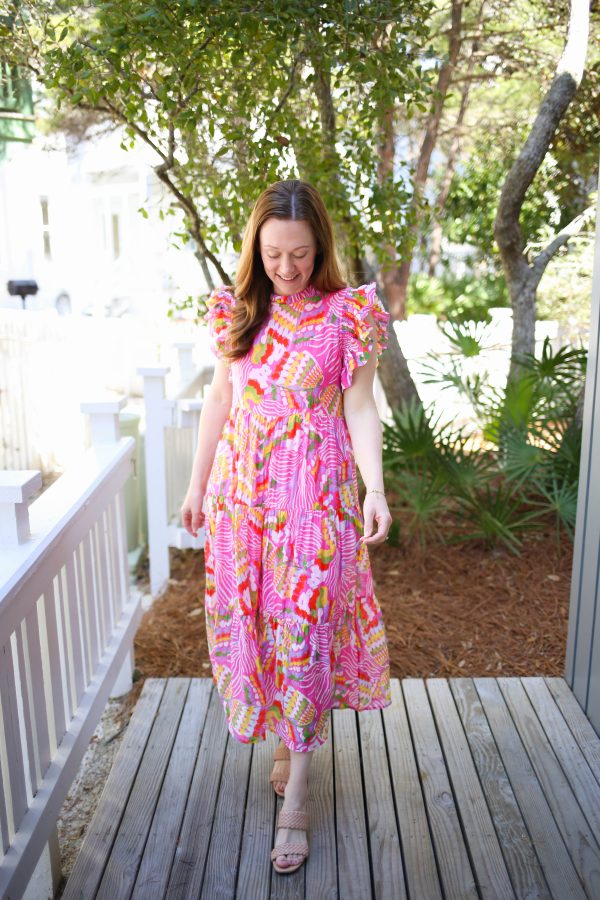 Bright Pink Printed Maxi Dress | Cassidy