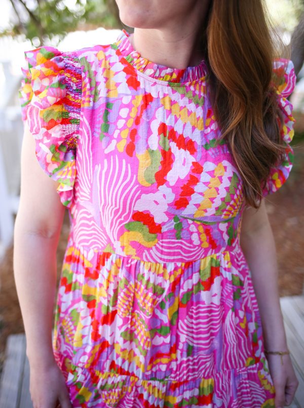 Bright Pink Printed Maxi Dress | Cassidy - Image 2