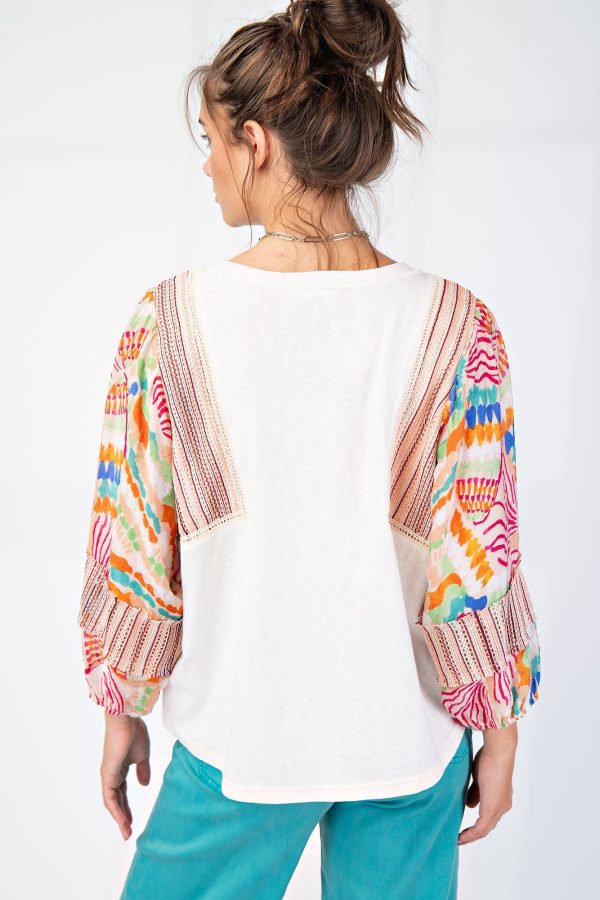 Bright Mixed Print Sleeve Top | Macy - Image 2